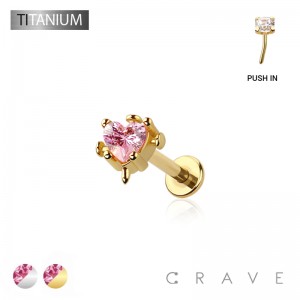 IMPLANT GRADE TITANIUM THREADLESS PUSH IN HEART CROSS STAKE TOP LABRET